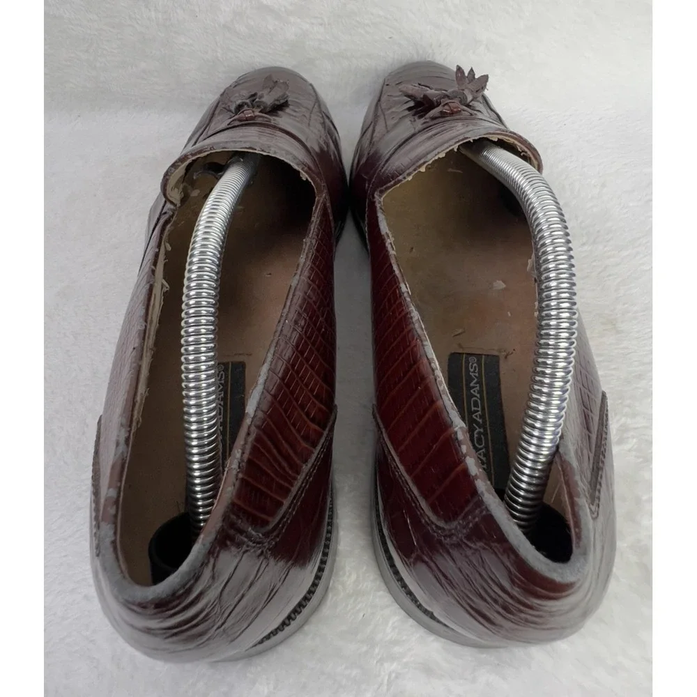 Stacy Adams Tassel Loafer Shoes Mens Size 11 Brown Genuine‎ Snake Dress Leather